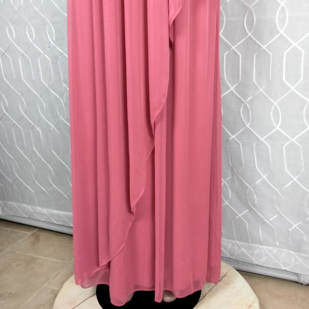 Adriana Papell Gown Salmon Peach Bridesmaid, Prom, evening gown Lace Top8 - Picture 5 of 10